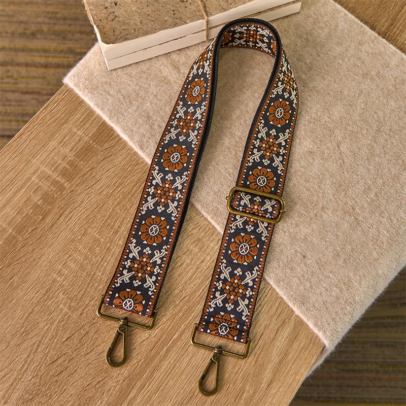 Cinghie di ricambio per borse a tracolla regolabili con tracolla geometrica, motivo floreale marrone Boho Buddha Stones - image 1