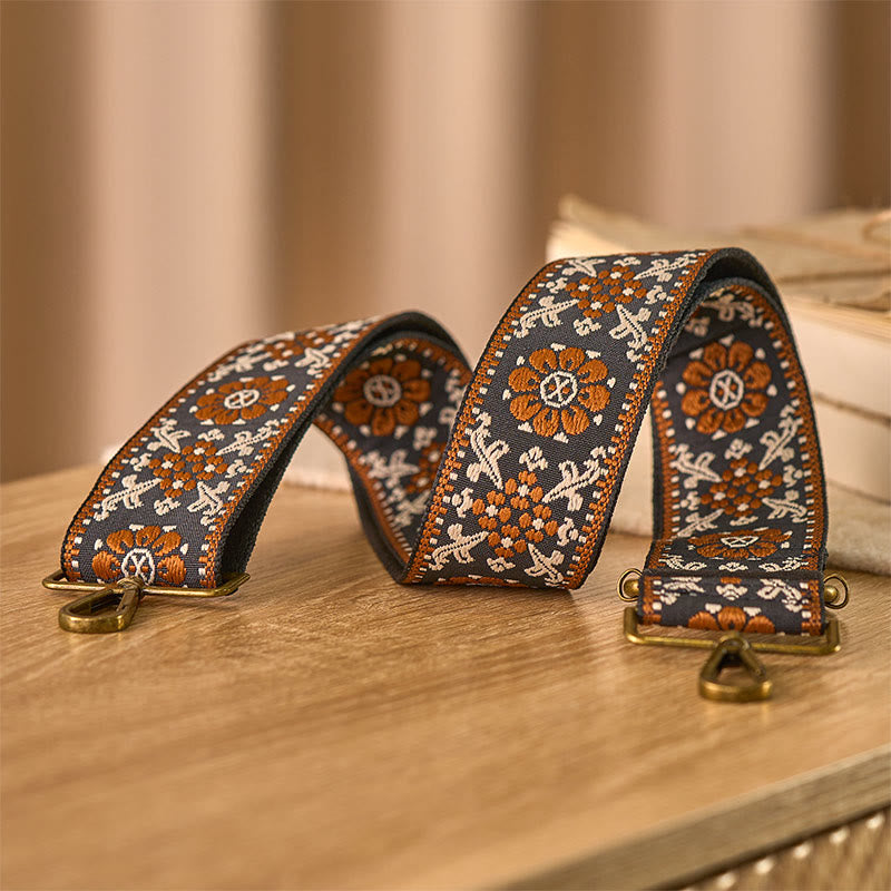 Cinghie di ricambio per borse a tracolla regolabili con tracolla geometrica, motivo floreale marrone Boho Buddha Stones - image 2