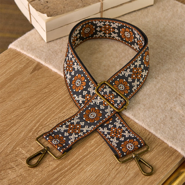 Cinghie di ricambio per borse a tracolla regolabili con tracolla geometrica, motivo floreale marrone Boho Buddha Stones - Marrone - 70-135 cm*5 cm - image 0