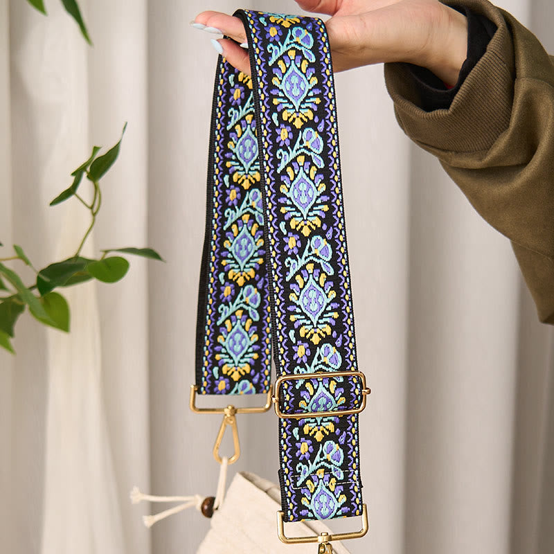 Cinghie di ricambio per borse a tracolla regolabili con ricami a strisce geometriche, fiori bohémien Buddha Stones - image 2