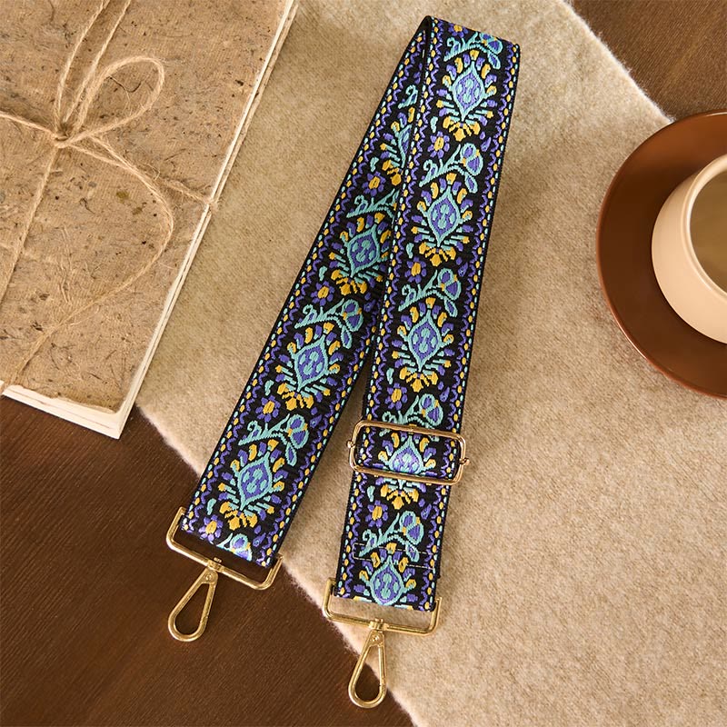 Cinghie di ricambio per borse a tracolla regolabili con ricami a strisce geometriche, fiori bohémien Buddha Stones - image 1