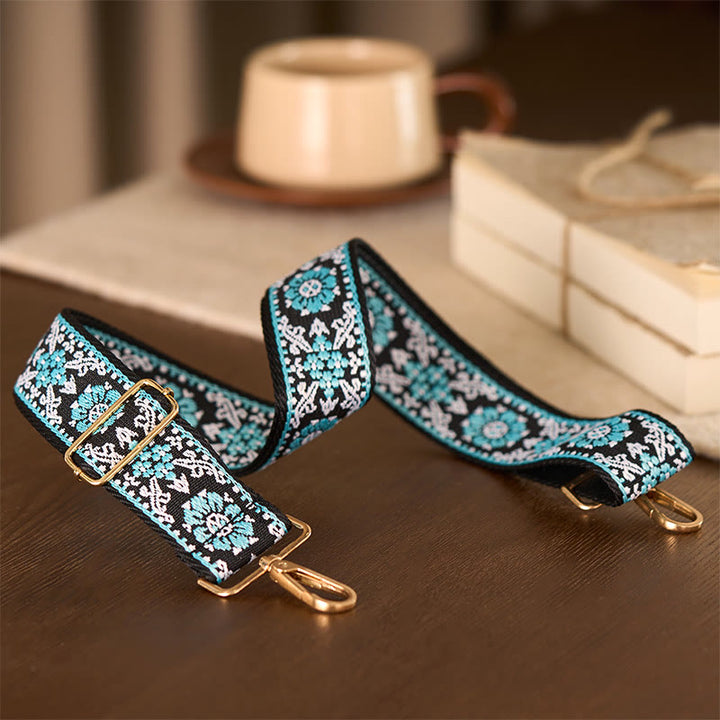 Borse a tracolla regolabili con ricami geometrici rotondi bohémien, tracolle di ricambio per borsetta , Buddha Stones - image 4