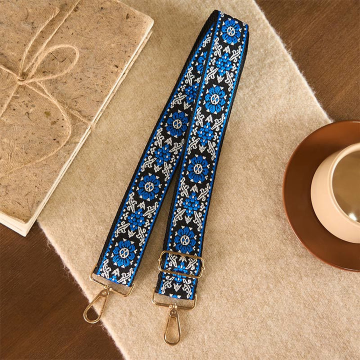 Borse a tracolla regolabili con ricami geometrici rotondi bohémien, tracolle di ricambio per borsetta , Buddha Stones - Blu scuro 76-136cm*5cm - image 9