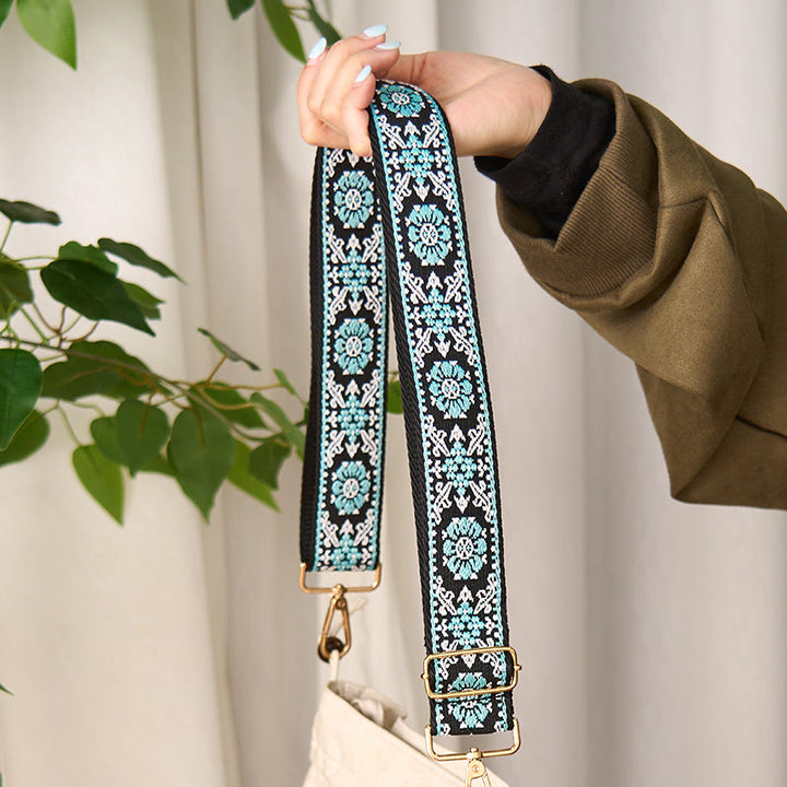 Borse a tracolla regolabili con ricami geometrici rotondi bohémien, tracolle di ricambio per borsetta , Buddha Stones - image 2