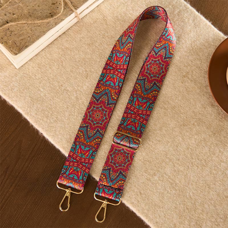 Cinghie di ricambio per borse a tracolla regolabili geometriche con tracolla a tracolla in stile Buddha Stones Bohemian Red Mandara - Mandara rossa 76-136cm*5cm - image 0