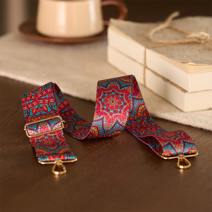 Cinghie di ricambio per borse a tracolla regolabili geometriche con tracolla a tracolla in stile Buddha Stones Bohemian Red Mandara - image 3