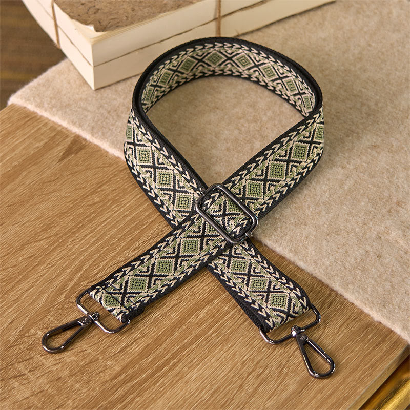 Cinghie di ricambio per borse a tracolla regolabili con tracolla geometrica a righe e rombi in stile boho Buddha Stones - Verde chiaro - 75-145 cm*3,8 cm - image 6