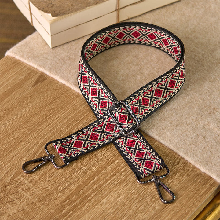 Cinghie di ricambio per borse a tracolla regolabili con tracolla geometrica a righe e rombi in stile boho Buddha Stones - Rosso - 75-145 cm*3,8 cm - image 4