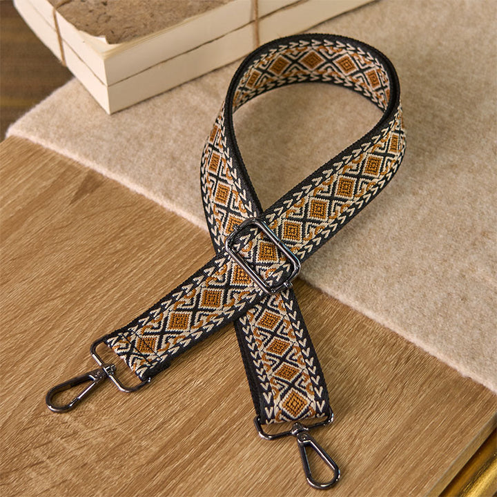 Cinghie di ricambio per borse a tracolla regolabili con tracolla geometrica a righe e rombi in stile boho Buddha Stones - Marrone - 75-145 cm*3,8 cm - image 2