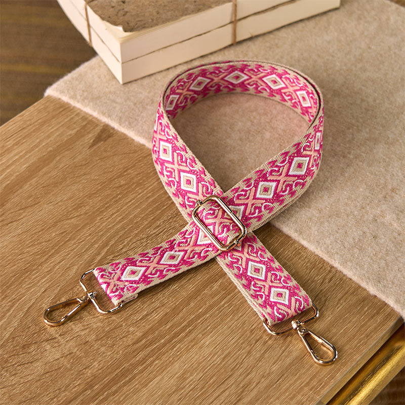 Cinghie di ricambio per borse a tracolla regolabili in jacquard geometrico a righe quadrilatere boho rombo Buddha Stones - Rosa - 75-145 cm*3,8 cm - image 5