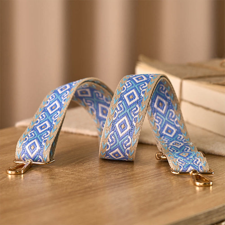 Cinghie di ricambio per borse a tracolla regolabili in jacquard geometrico a righe quadrilatere boho rombo Buddha Stones - image 2