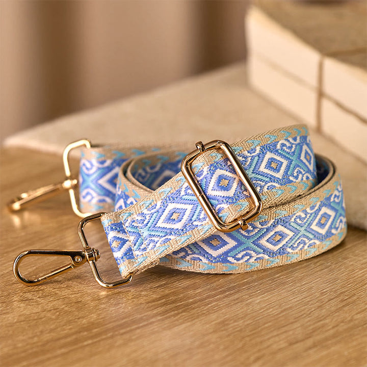 Cinghie di ricambio per borse a tracolla regolabili in jacquard geometrico a righe quadrilatere boho rombo Buddha Stones - image 3