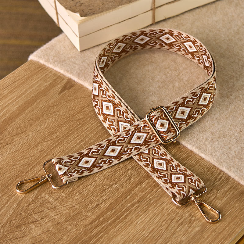 Cinghie di ricambio per borse a tracolla regolabili in jacquard geometrico a righe quadrilatere boho rombo Buddha Stones - Marrone - 75-145 cm*3,8 cm - image 13
