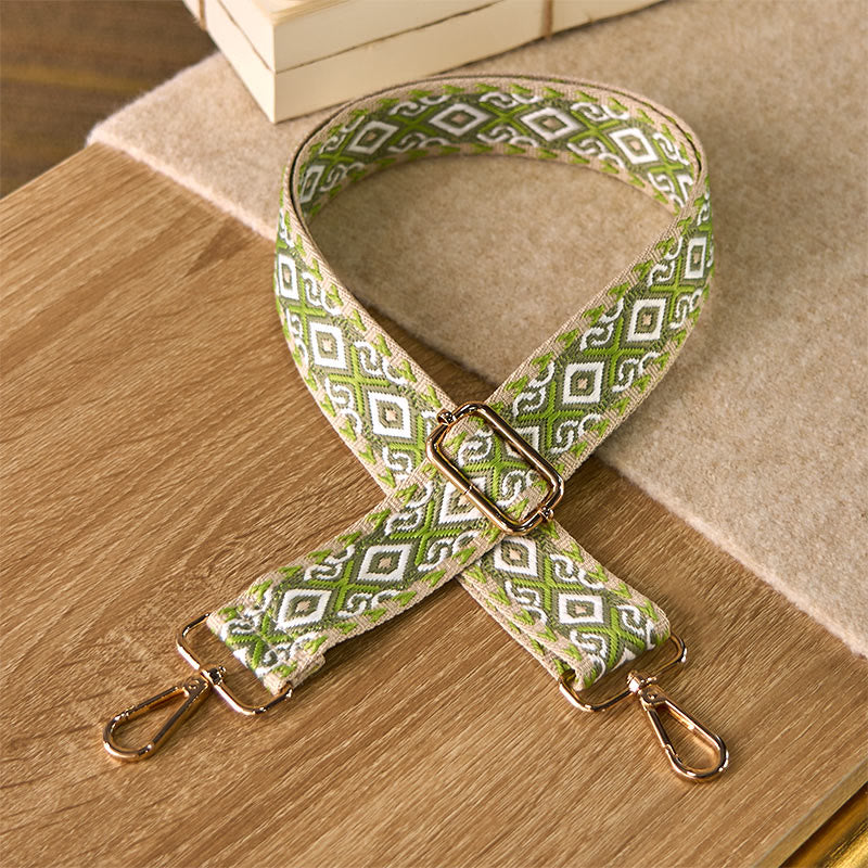 Cinghie di ricambio per borse a tracolla regolabili in jacquard geometrico a righe quadrilatere boho rombo Buddha Stones - Verde chiaro - 75-145 cm*3,8 cm - image 11