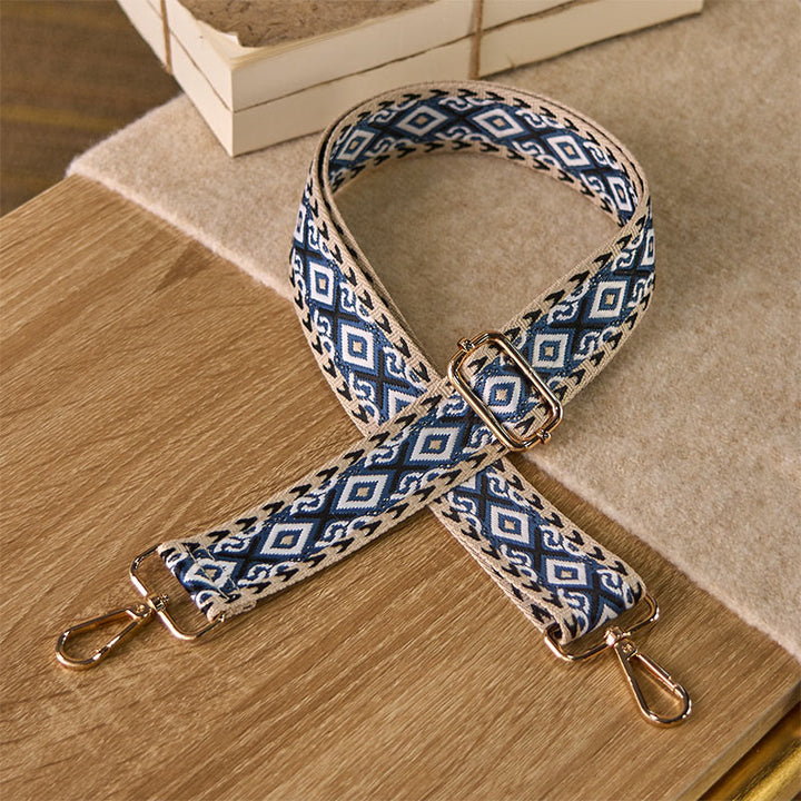 Cinghie di ricambio per borse a tracolla regolabili in jacquard geometrico a righe quadrilatere boho rombo Buddha Stones - SteelBlue - 75-145 cm*3,8 cm - image 7