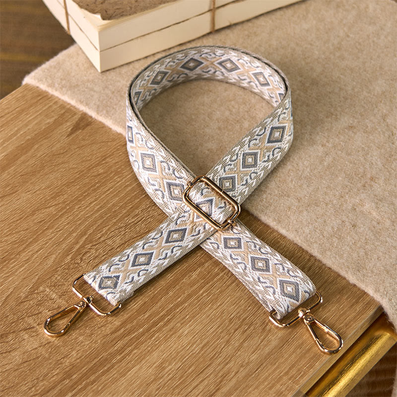 Cinghie di ricambio per borse a tracolla regolabili in jacquard geometrico a righe quadrilatere boho rombo Buddha Stones - Beige - 75-145 cm*3,8 cm - image 9