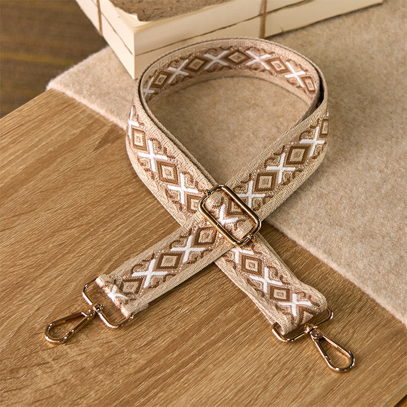 Cinghie di ricambio per borse a tracolla regolabili in jacquard geometrico a righe e rombi boho Buddha Stones - Marrone - 75-145 cm*3,8 cm - image 7