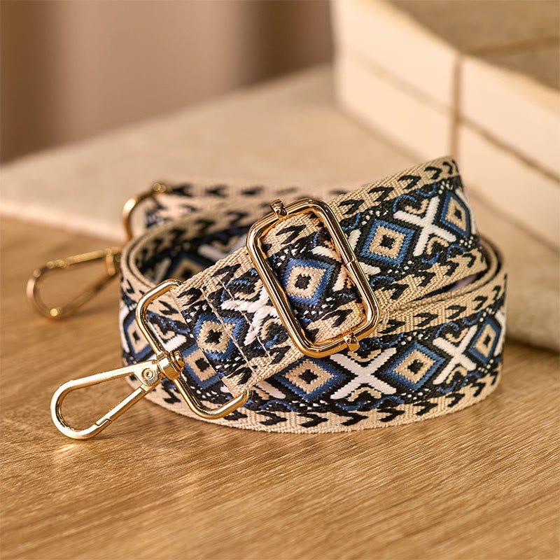 Cinghie di ricambio per borse a tracolla regolabili in jacquard geometrico a righe e rombi boho Buddha Stones - image 3