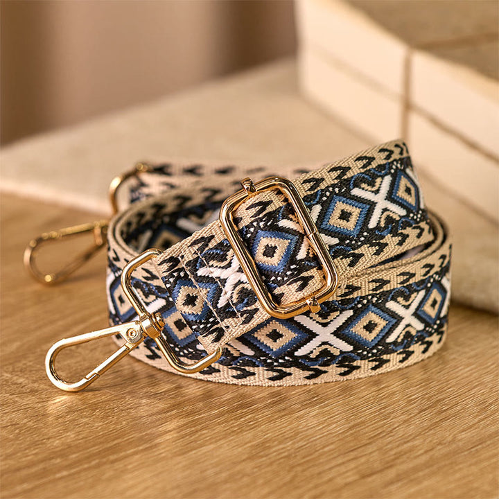Cinghie di ricambio per borse a tracolla regolabili in jacquard geometrico a righe e rombi boho Buddha Stones - image 3