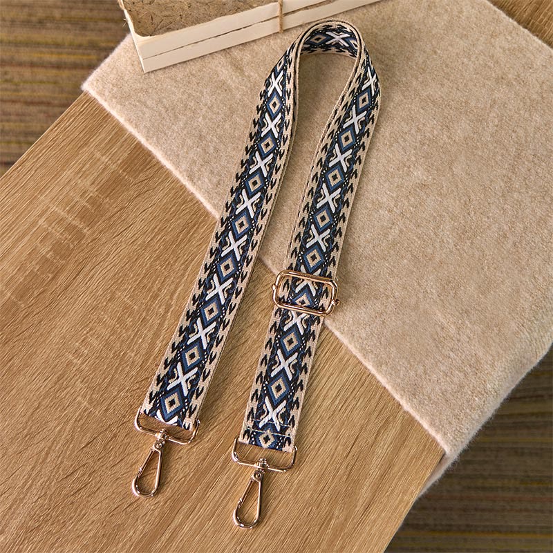 Cinghie di ricambio per borse a tracolla regolabili in jacquard geometrico a righe e rombi boho Buddha Stones - image 1