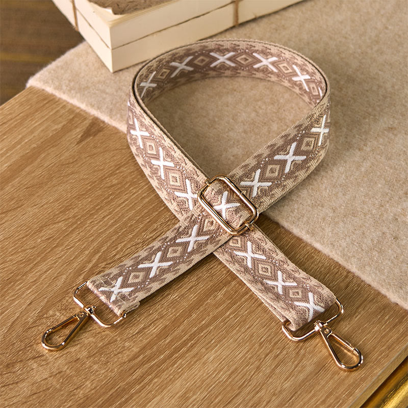 Cinghie di ricambio per borse a tracolla regolabili in jacquard geometrico a righe e rombi boho Buddha Stones - Cachi - 75-145 cm*3,8 cm - image 5