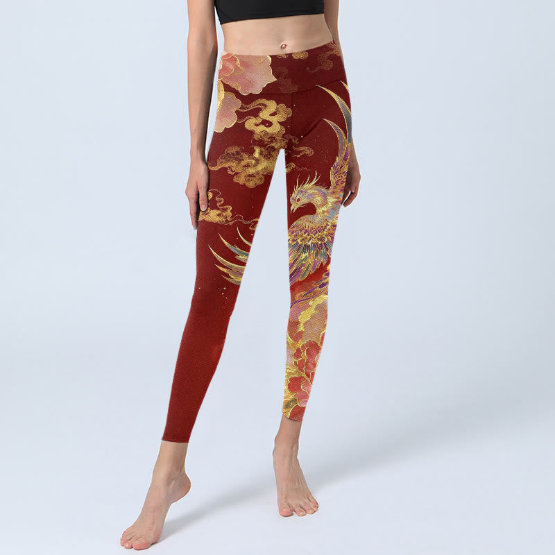 Leggings da palestra con stampa di nuvole e peonie Buddha Stones, splendidi pantaloni da yoga da donna - image 5