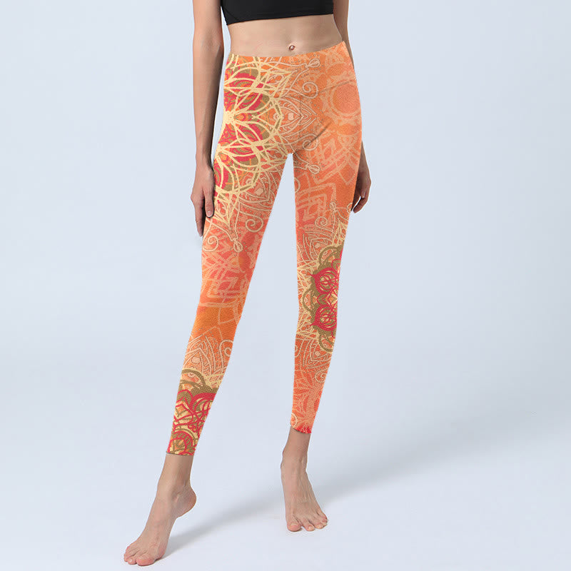Leggings da palestra con stampa geometrica simmetrica Buddha Stones, pantaloni da yoga da donna - image 5