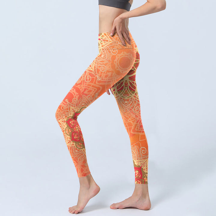 Leggings da palestra con stampa geometrica simmetrica Buddha Stones, pantaloni da yoga da donna - image 2