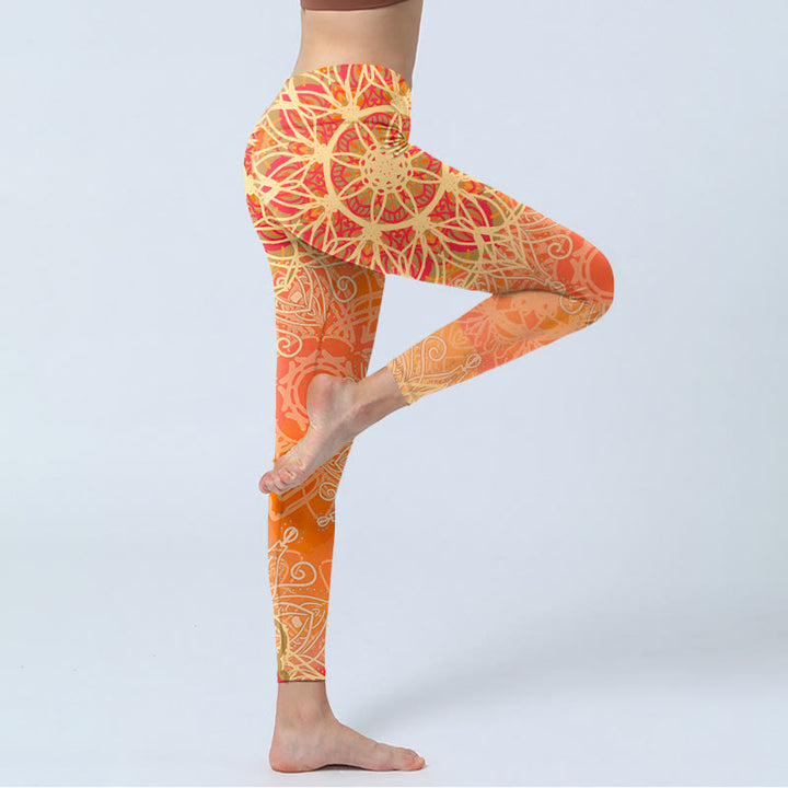Leggings da palestra con stampa geometrica simmetrica Buddha Stones, pantaloni da yoga da donna - image 3