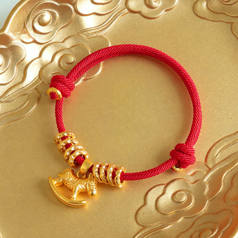 Braccialetto della fede con corda con ciondolo a forma di cerchio di cavallo semplice, motivo: anno del cavallo, Buddha Stones - image 0