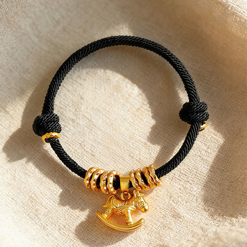 Braccialetto della fede con corda con ciondolo a forma di cerchio di cavallo semplice, motivo: anno del cavallo, Buddha Stones - image 13