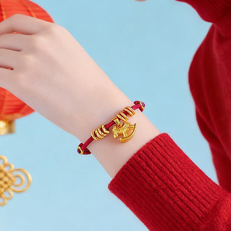 Braccialetto della fede con corda con ciondolo a forma di cerchio di cavallo semplice, motivo: anno del cavallo, Buddha Stones - image 11