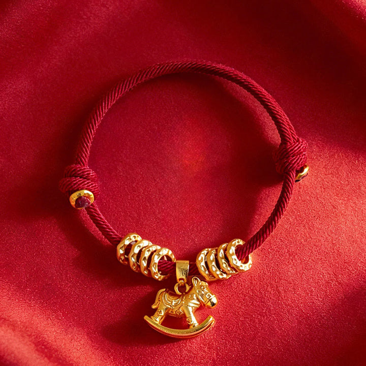 Braccialetto della fede con corda con ciondolo a forma di cerchio di cavallo semplice, motivo: anno del cavallo, Buddha Stones - image 10