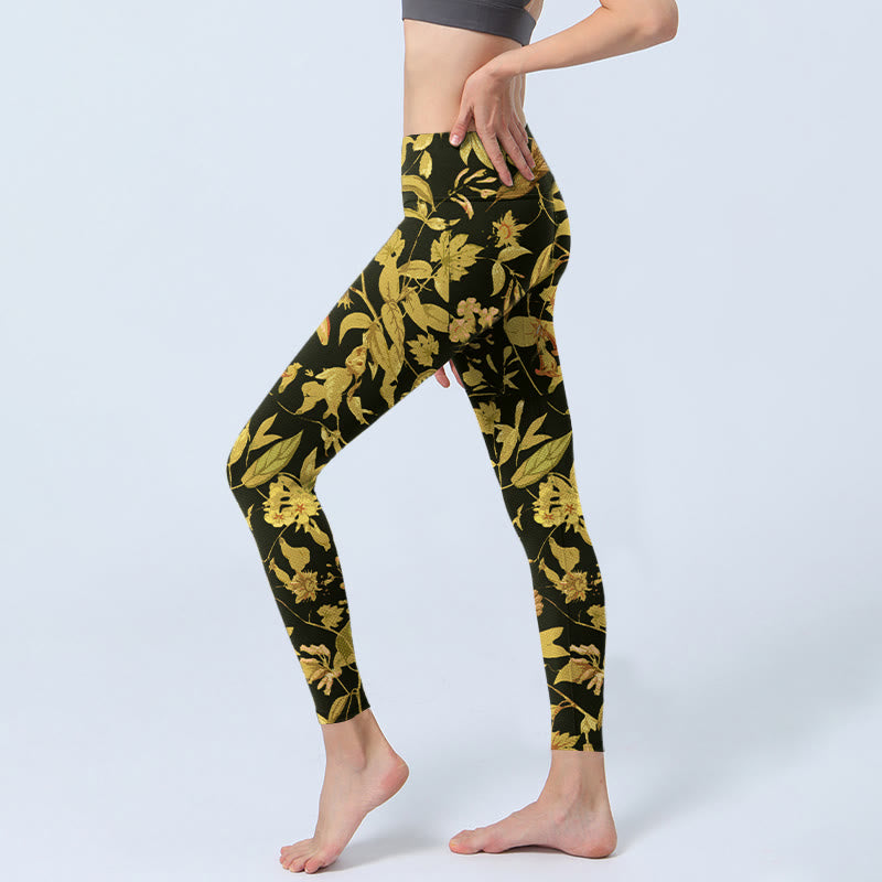 Leggings da palestra con stampa di fiori, foglie e uccelli, lussuosi, da donna, pantaloni da yoga Buddha Stones - image 2