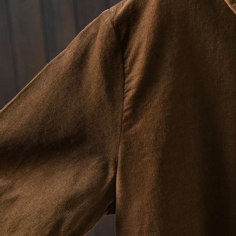 Camicia da donna in cotone a maniche lunghe con colletto rialzato, tasca decorativa e bottoni a tinta unita, Buddha Stones Fall - image 10