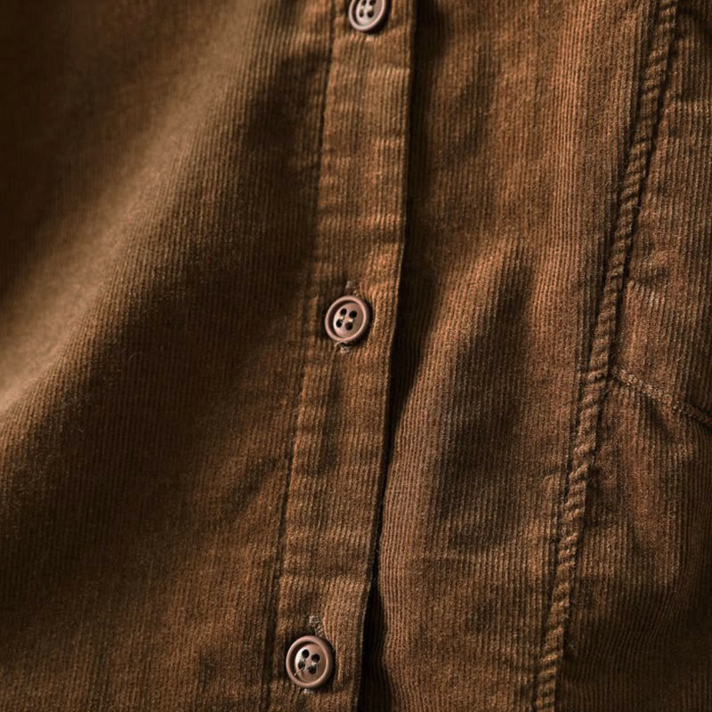 Camicia da donna in cotone a maniche lunghe con colletto rialzato, tasca decorativa e bottoni a tinta unita, Buddha Stones Fall - image 9