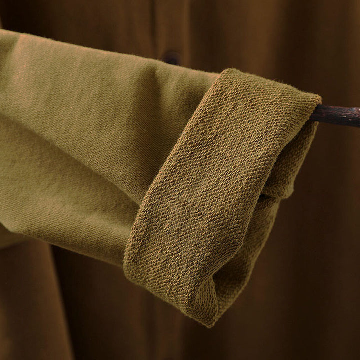 Camicia da donna in cotone con scollo rotondo, maniche lunghe e bottoni , Buddha Stones Fall Solid - image 9