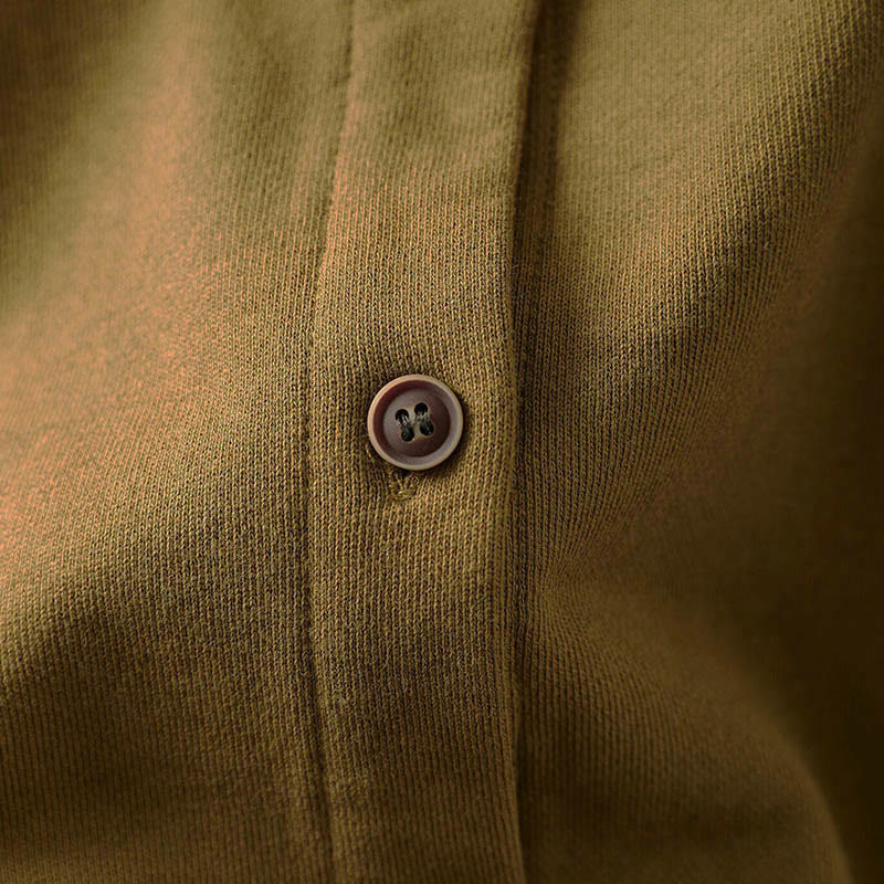 Camicia da donna in cotone con scollo rotondo, maniche lunghe e bottoni , Buddha Stones Fall Solid - image 4