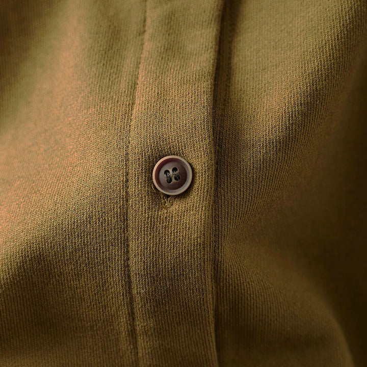 Camicia da donna in cotone con scollo rotondo, maniche lunghe e bottoni , Buddha Stones Fall Solid - image 4