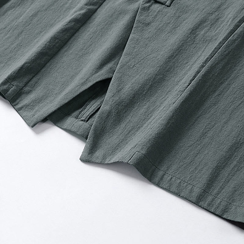 Giacca da uomo in lino e cotone con mezza manica, motivo Buddha Stones, con un bottone cinese e una rana - image 6