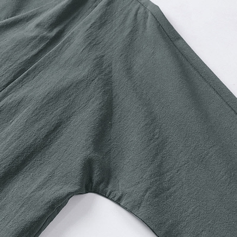 Giacca da uomo in lino e cotone con mezza manica, motivo Buddha Stones, con un bottone cinese e una rana - image 8