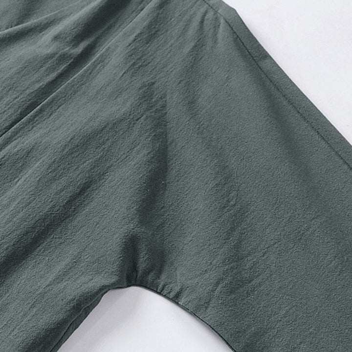 Giacca da uomo in lino e cotone con mezza manica, motivo Buddha Stones, con un bottone cinese e una rana - image 8