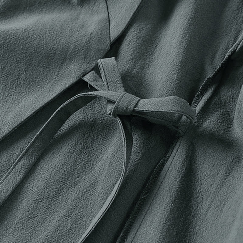 Giacca da uomo in lino e cotone con mezza manica, motivo Buddha Stones, con un bottone cinese e una rana - image 5