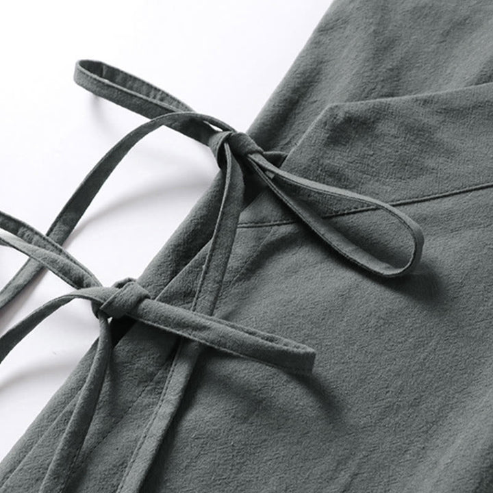 Kimono da uomo in cotone e lino con maniche a tre quarti, motivo Buddha Stones, con lacci semplici - image 4