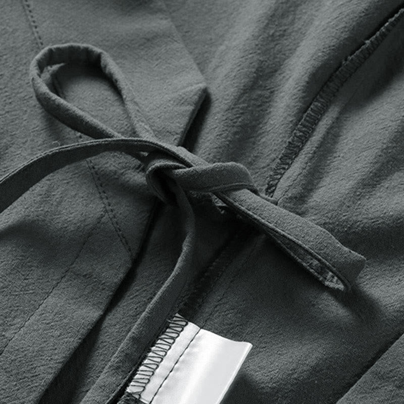 Kimono da uomo in cotone e lino con maniche a tre quarti, motivo Buddha Stones, con lacci semplici - image 3