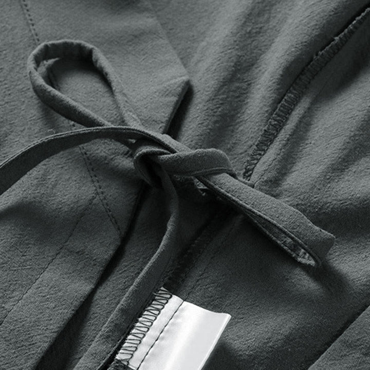 Kimono da uomo in cotone e lino con maniche a tre quarti, motivo Buddha Stones, con lacci semplici - image 3