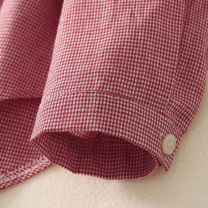 Camicia da donna a maniche lunghe con colletto rialzato, bottoni, ricamo a quadri con gatto e gattino, motivo Buddha Stones Fall - image 12