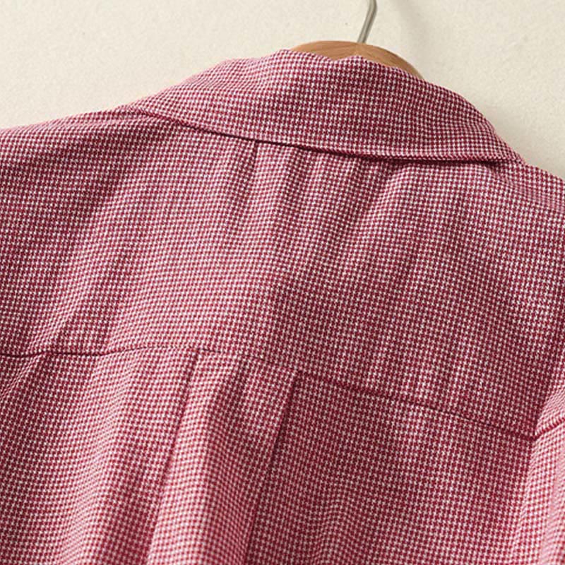 Camicia da donna a maniche lunghe con colletto rialzato, bottoni, ricamo a quadri con gatto e gattino, motivo Buddha Stones Fall - image 9