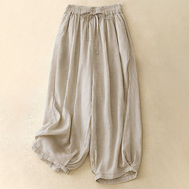 Pantaloni capri corti harem da donna con elastico in vita e tasche, modello estivo Buddha Stones. - Beige - US8-10, UK/AU12-14, EU40-42 (2XL) - image 0
