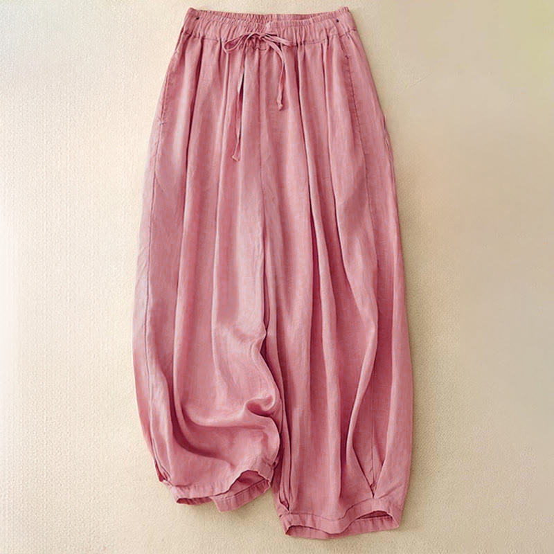 Pantaloni capri corti harem da donna con elastico in vita e tasche, modello estivo Buddha Stones. - Rosa - US8-10, UK/AU12-14, EU40-42 (2XL) - image 18